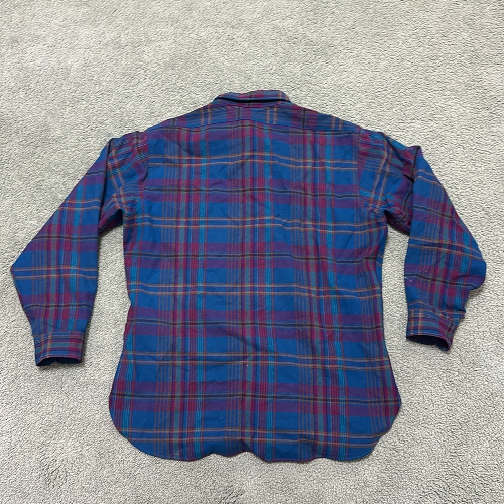 Vintage Pendleton Elbow Patch Wool Long Sleeve Button Up Shirt Plaid XL - Picture 3 of 9